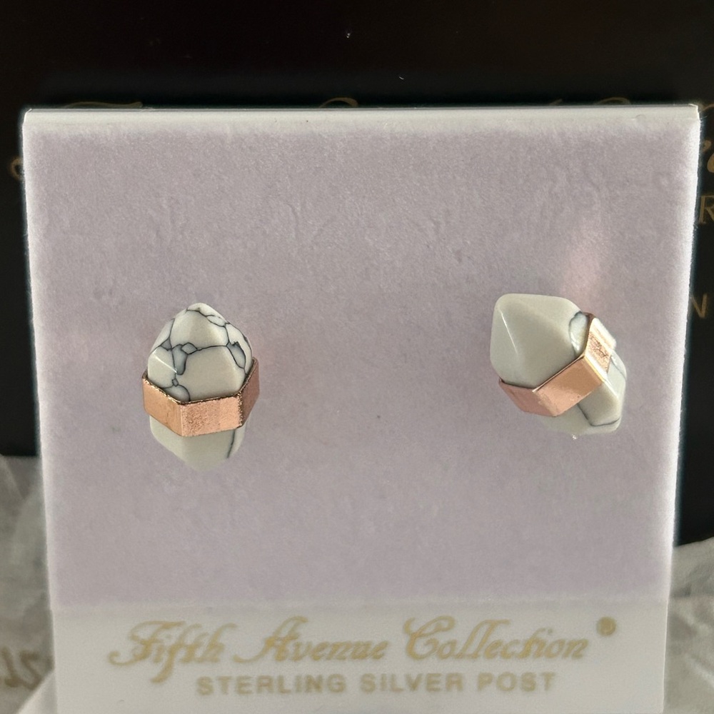 Fifth Avenue White and Rose Gold Earrings